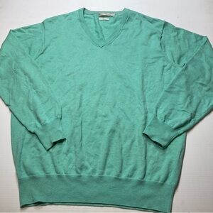 Peter Millar Cashmere Blend V Neck Sweater Green Aqua Men Sz L